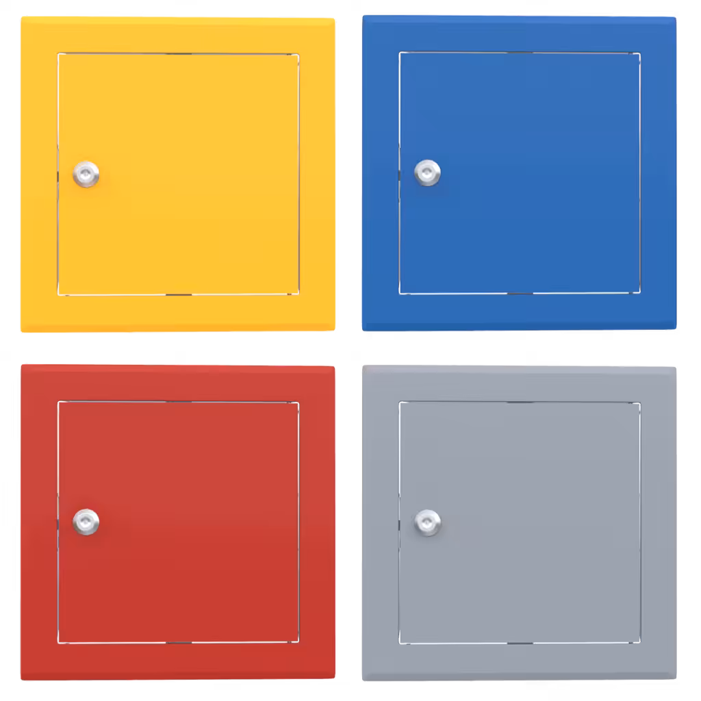 Trappe de visite métallique colorée Tempo Softline, ouverture à clé cylindrique, en 14 coloris RAL, 200×200 à 800×800 mm