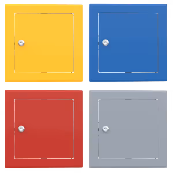 Trappe de visite métallique colorée Tempo Softline, ouverture à clé cylindrique, en 14 coloris RAL, 200×200 à 800×800 mm