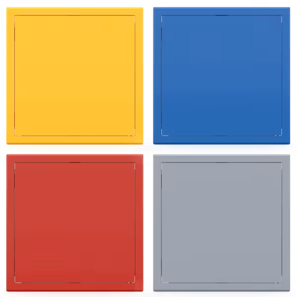 Trappe de visite métallique colorée Tempo Softline, ouverture pousser-lâcher, en 14 coloris RAL, 200×200 à 800×800 mm